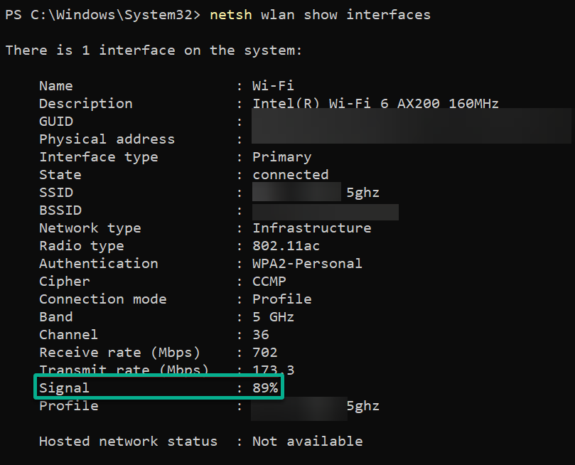 Checking the Wi-Fi signal strength