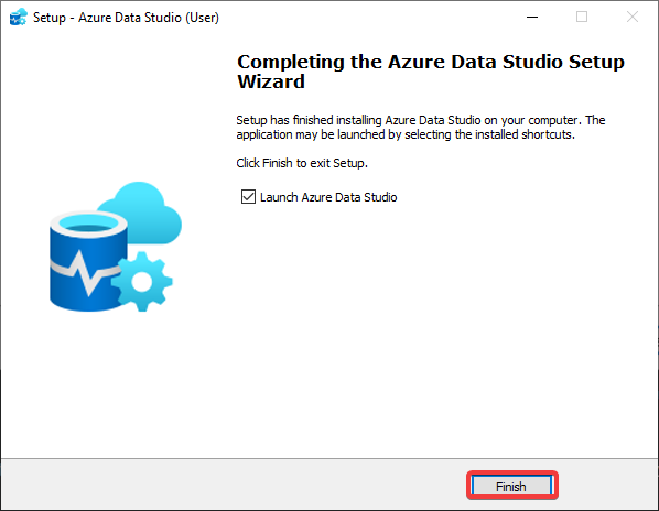 Finishing Azure Data Studio installation