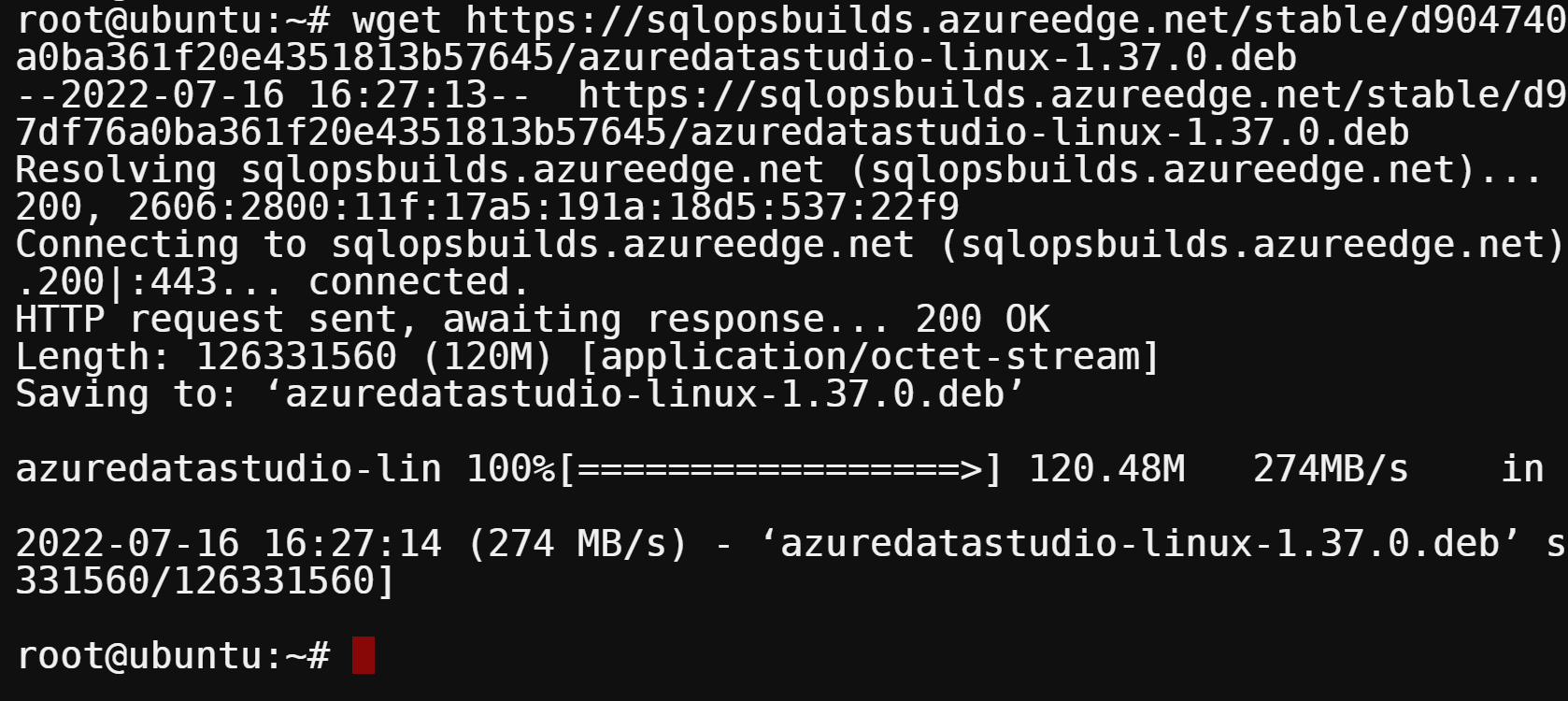 Downloading Azure Data Studio's .deb file