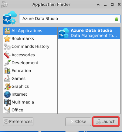 Launching Azure Data Studio for the first time on Linux