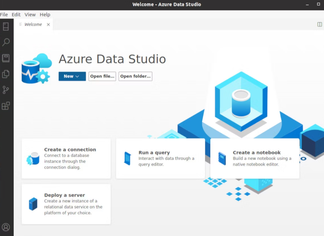 The main window of Azure Data Studio