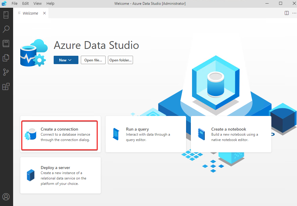 Initiating a new connection in Azure Data Studio