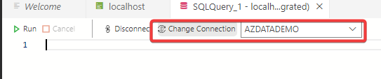 Changing the database connection in Azure Data Studio