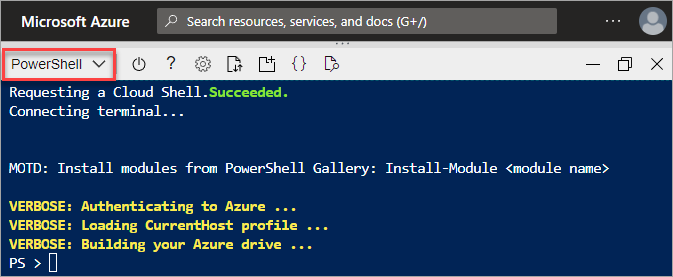 Azure Arc - Selecting the PowerShell environment