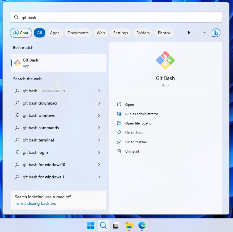 Git Bash Launch from Start Menu