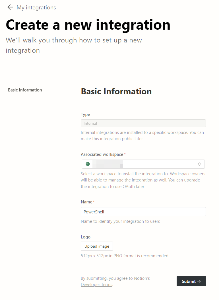 Entering the necessary integration details.