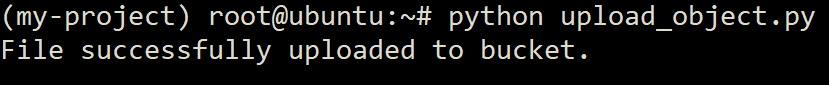 Uploading an object to the bucket