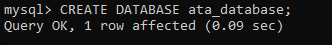 Creating a new database (ata_database)