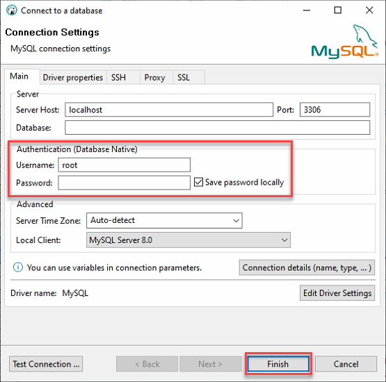 Logging in to MySQL