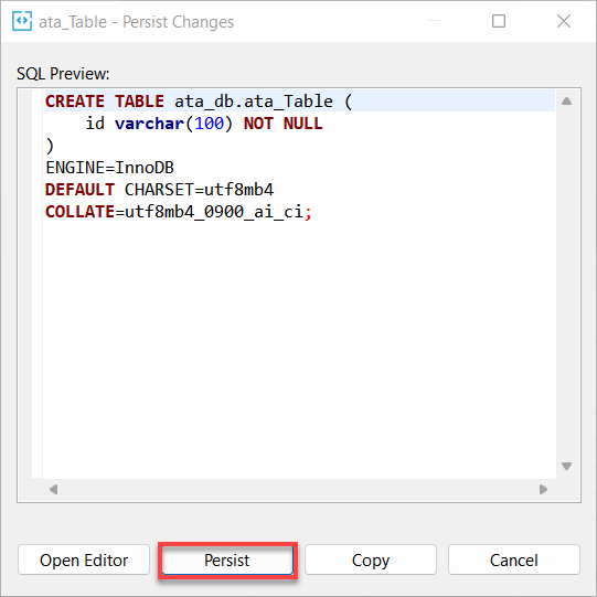 Persisting the database changes