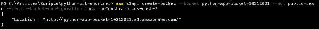 Creating the AWS S3 bucket