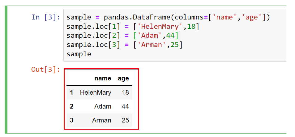 Testing pandas library on a Jupyter notebook