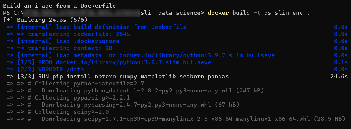 Creating an image installing basic Python data science libraries