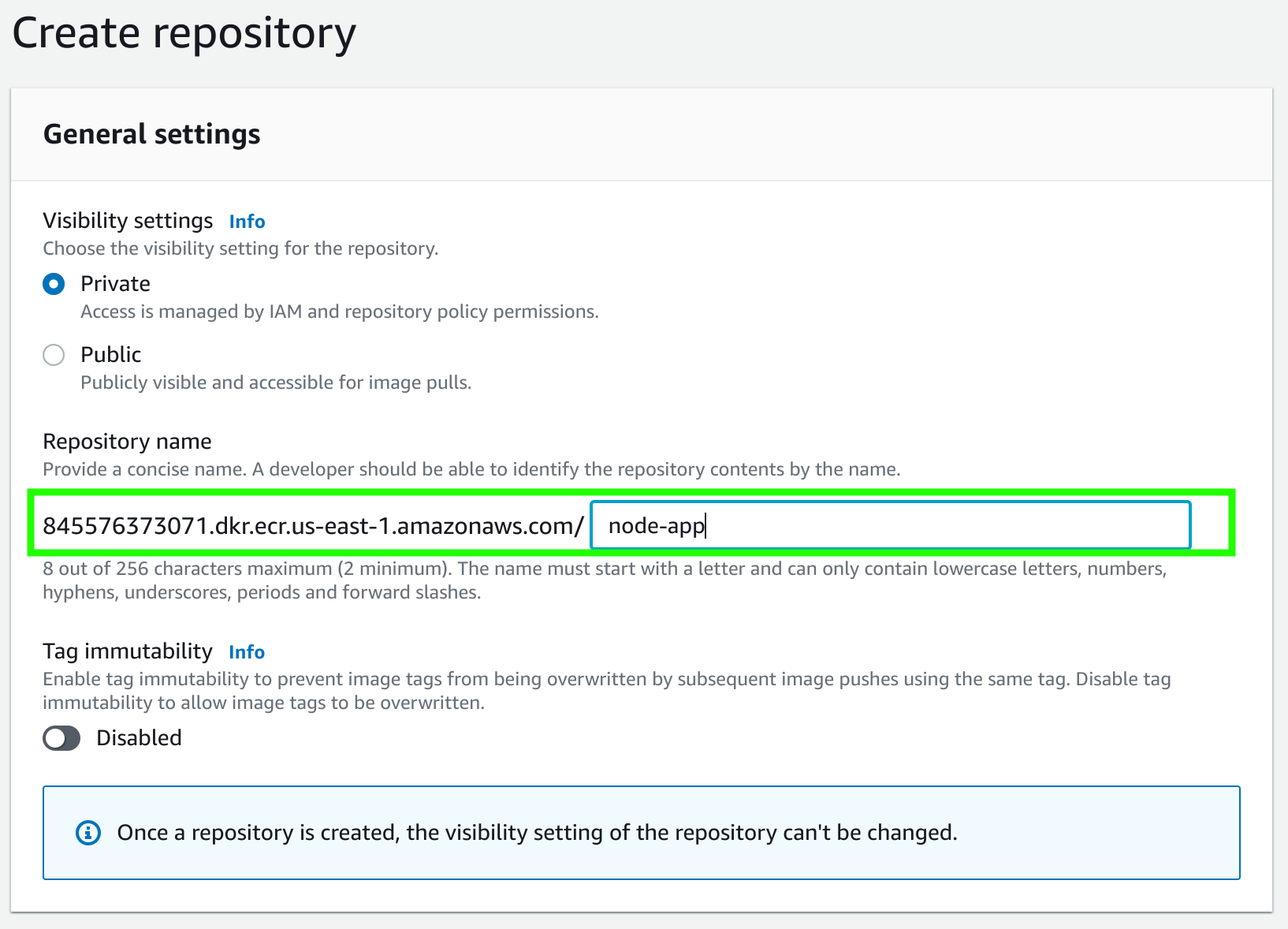 Providing a repository name