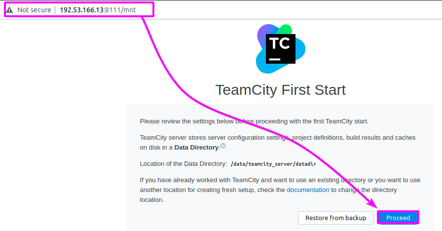 Accessing the TeamCity server via a web browser