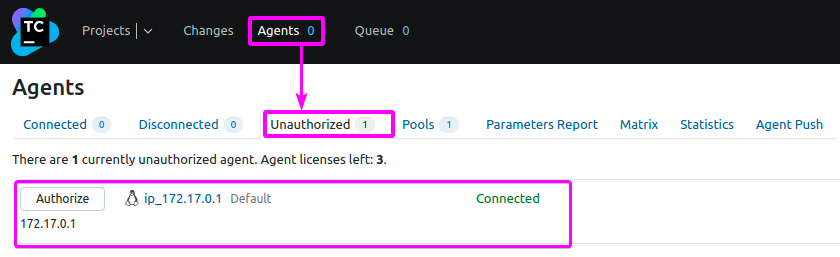 Viewing unauthorized agents in TeamCity