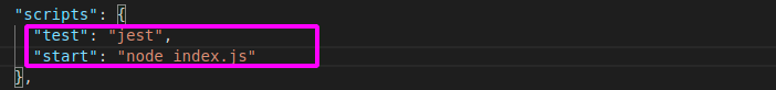 Enabling the npm test and npm start commands