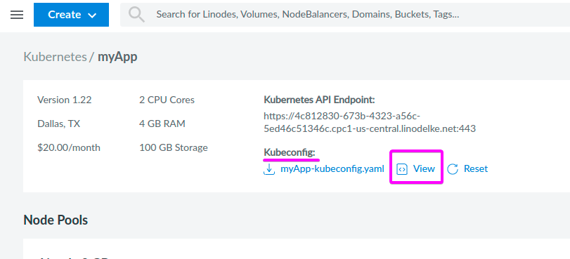 Viewing the Cluster’s Configuration Settings (Kubeconfig)