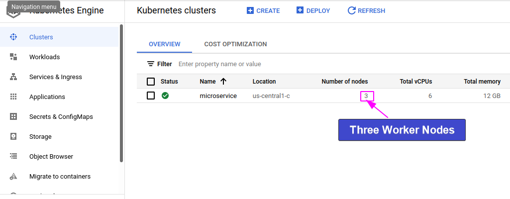 Viewing New Cluster with Count of Worker Nodes