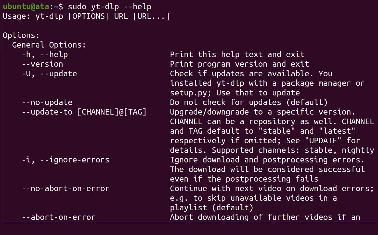 Verifying the yt-dlp installation