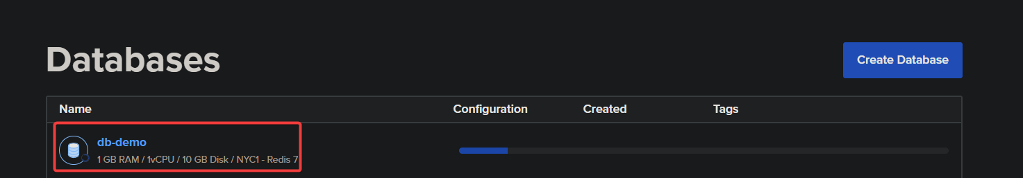 Navigate to the console to see the Database Cluster created.