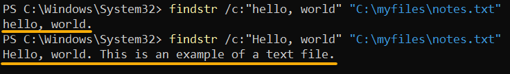 Searching for the ‘hello, world’ literal string with the lowercase ‘h’