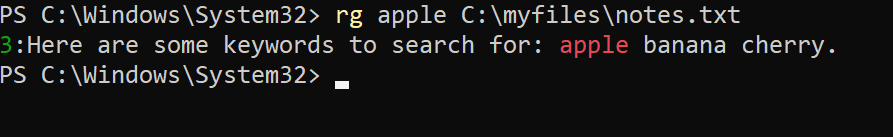 Searching for the string 'apple' in a text file