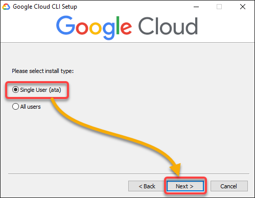 Selecting the install type