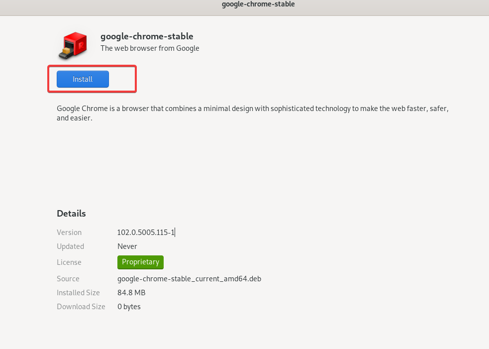 Installing a deb package (Chrome deb package) via GUI