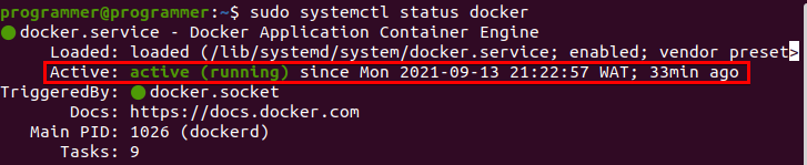 Displaying Docker Engine status