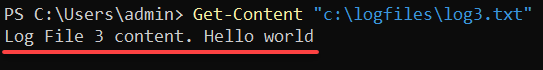 Verifying modified content of the log3.txt file