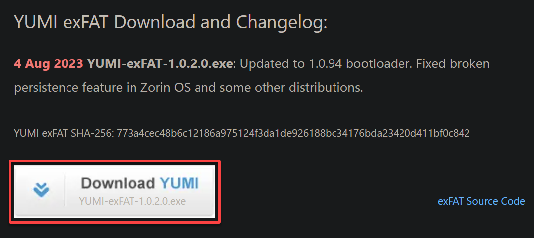 Downloading the YUMI installer package