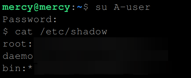 Viewing the /etc/shadow file’s content