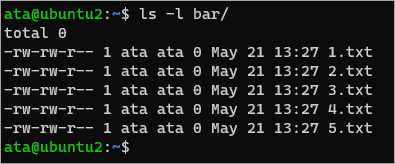 Listing the destination directory files