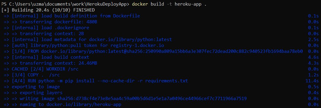 Creating a Docker image for the sample application
