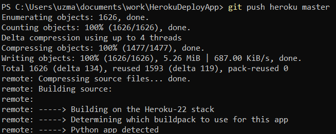 Pushing the Git repository to Heroku servers