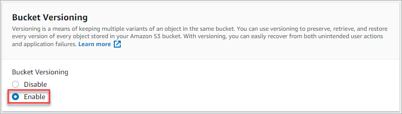 Enabling Bucket Versioning