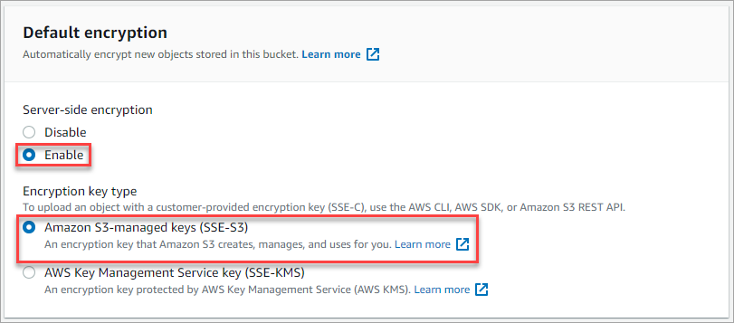 Configuring default encryption settings