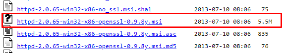 Downloading the Apache installer