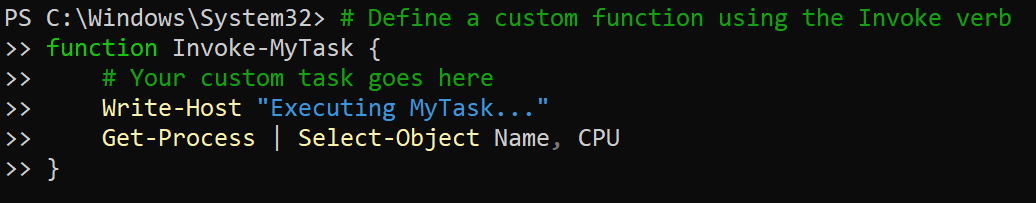 Defining a PowerShell function