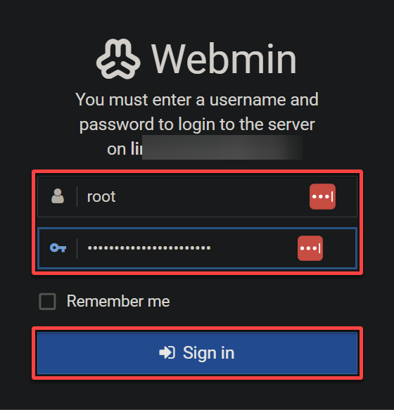 Signing in to Webmin with Ubuntu credentials