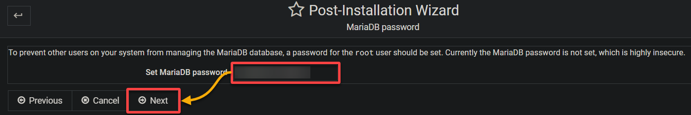 Setting a password for the MariaDB database root user