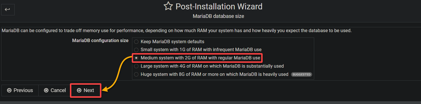 Selecting a MariaDB configuration size