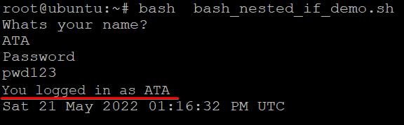 bash if else demonstration - Executing the bash_nested_if_demo.sh Script