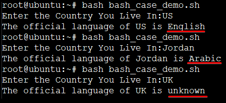 bash if else demonstration - Running the bash_case_demo.sh Script