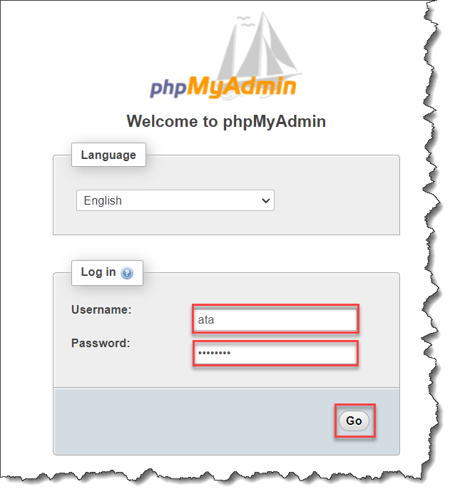 install phpmyadmin - Logging in to phpMyAdmin