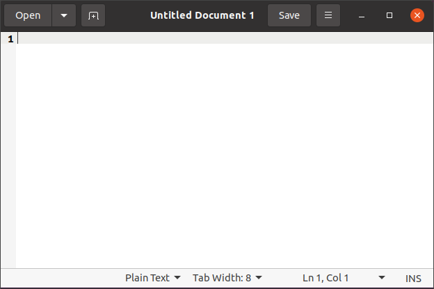 Gedit Linux text editor window