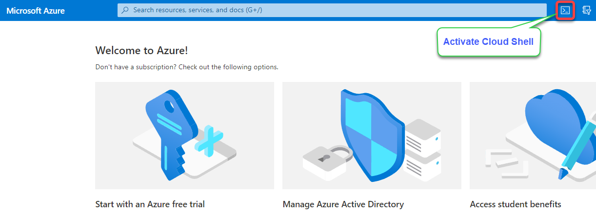 Activating Azure Cloud Shell