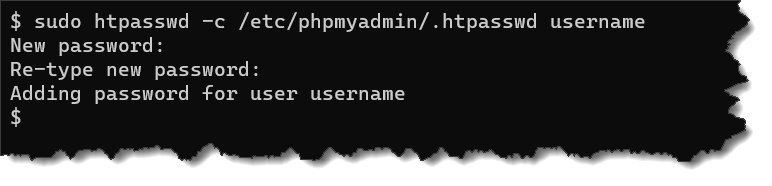 install phpmyadmin - Creating a new authentication file