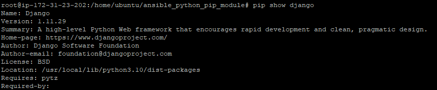 Verifying the Python-pip Django package